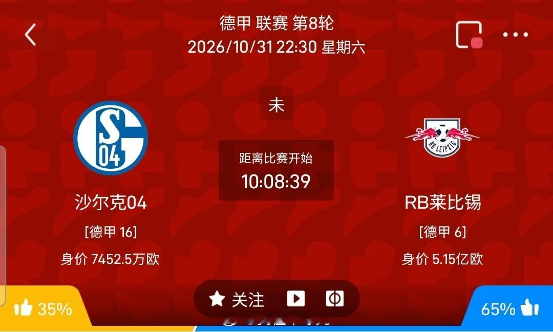 【足球】周六011德甲联赛方向：沙尔克04vs莱比锡红牛德甲：沙尔克04VS莱比