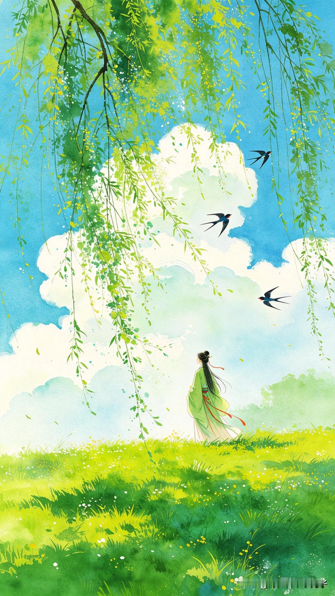 东风漫染陌头新，
缓步芳郊远俗尘。
不必良朋同作伴，
       
…………请