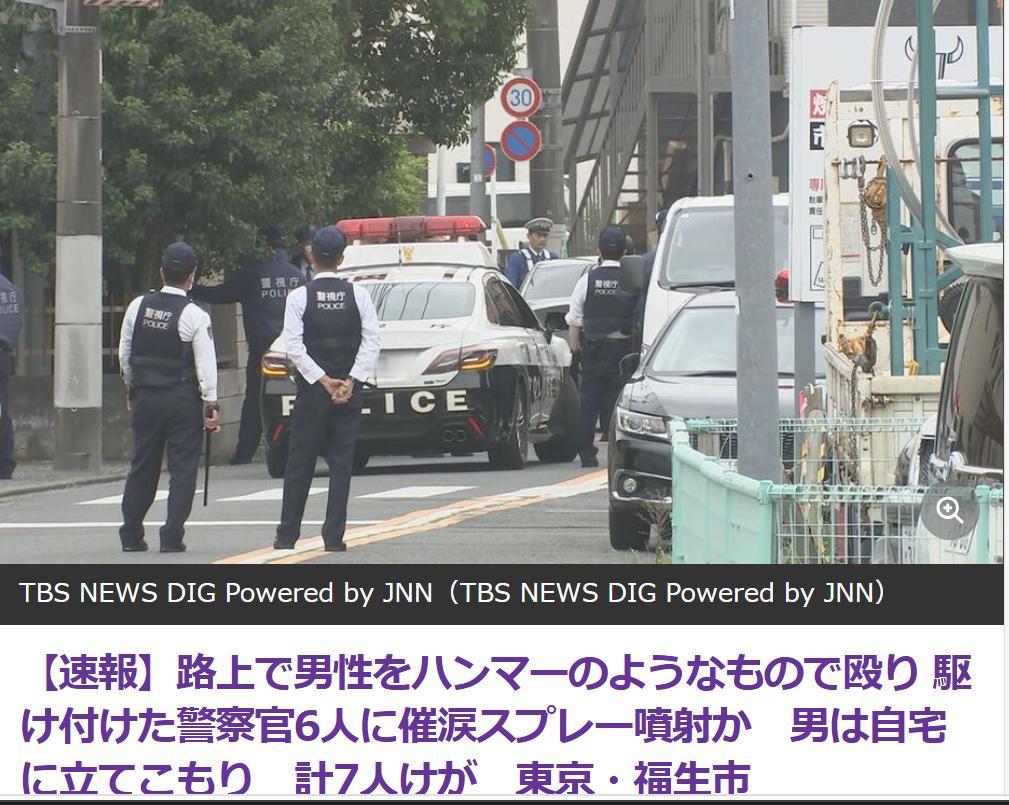 东京街头男子持榔头和催泪瓦斯致7人受伤
4月29日早上7点半左右，东京都福生市街