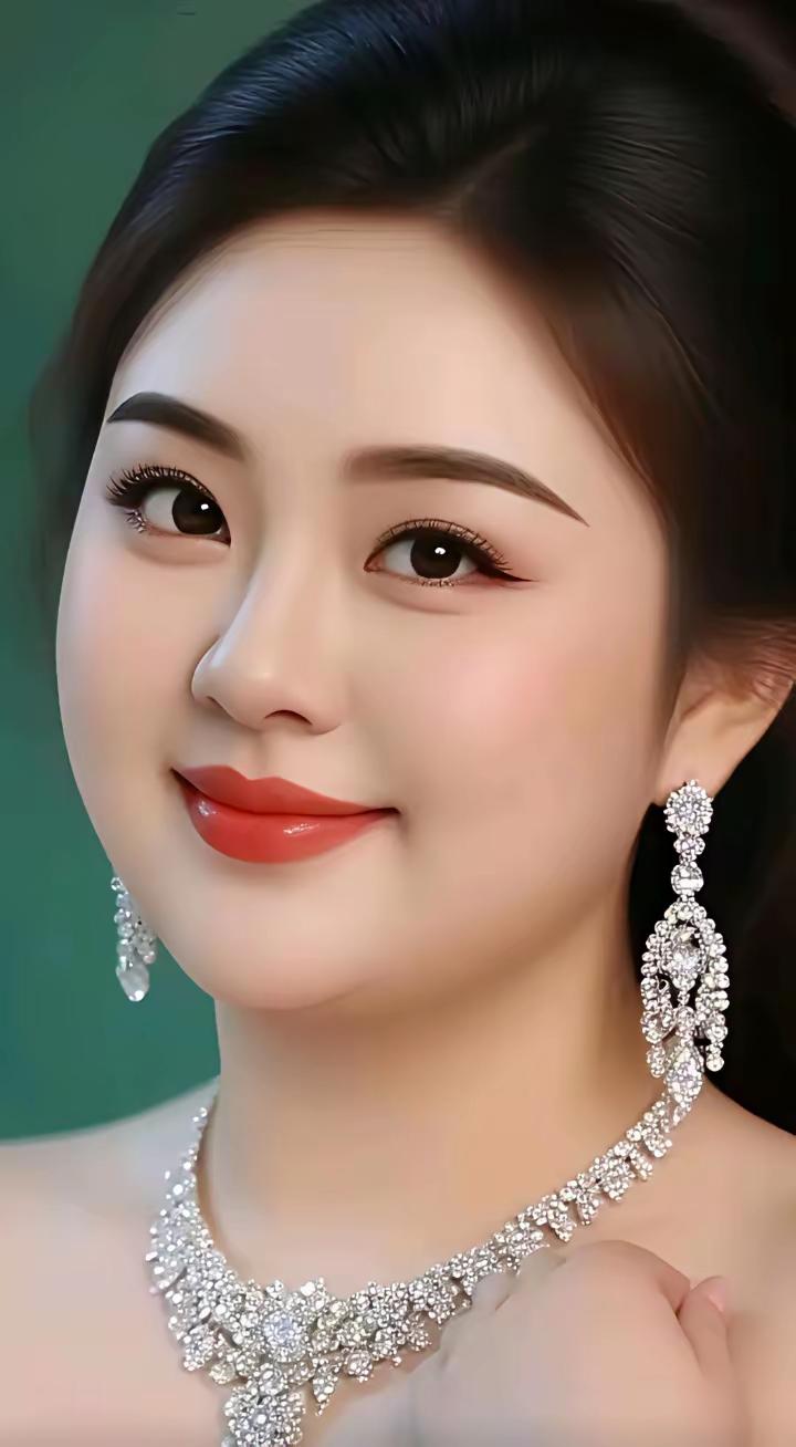 今天见识到了一位胖美人的魅力。她戴着一套钻石首饰，那璀璨的光芒瞬间吸引了所有人的