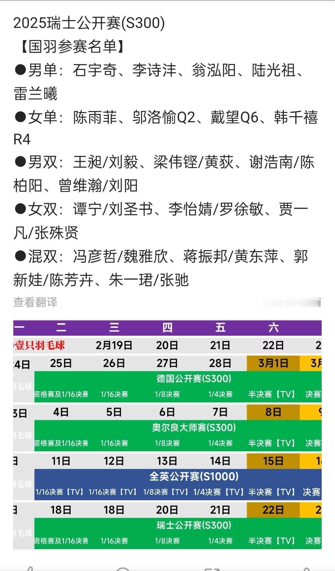 王昶梁伟铿分开征战瑞士赛  王昶刘毅梁伟铿黄荻这谁能想到看瑞士公开赛男双组名单，