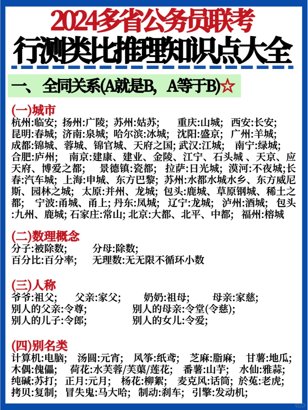 满分技巧💯类比推理关系汇总✅考试直接套