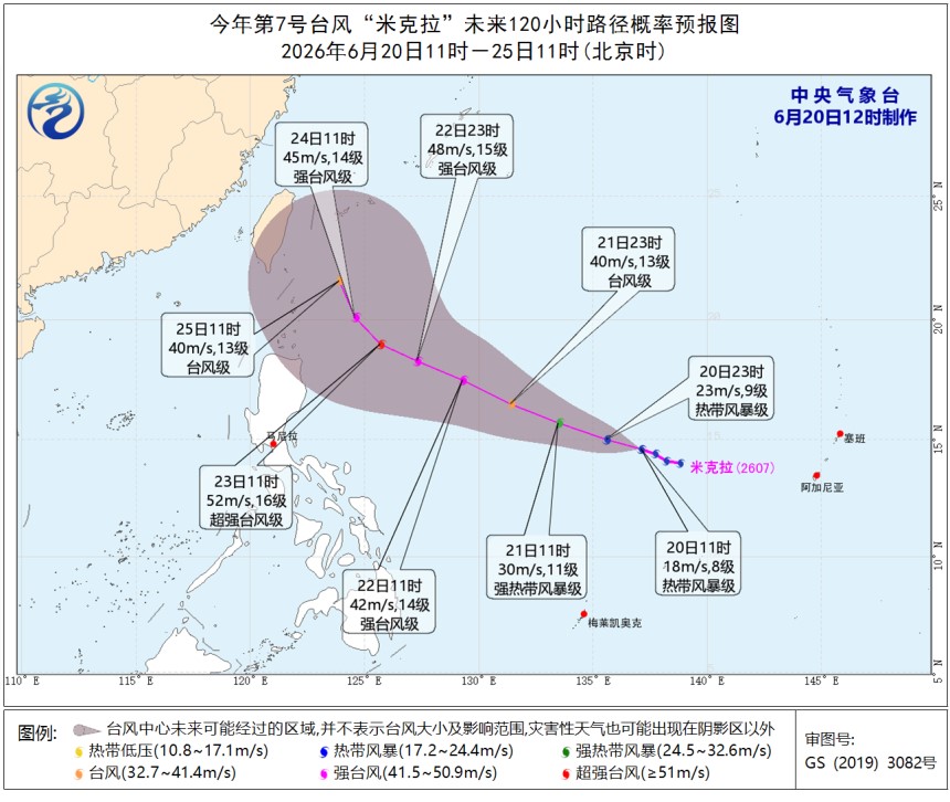 今年第7号台风“米克拉”生成，最强可达超强台风级