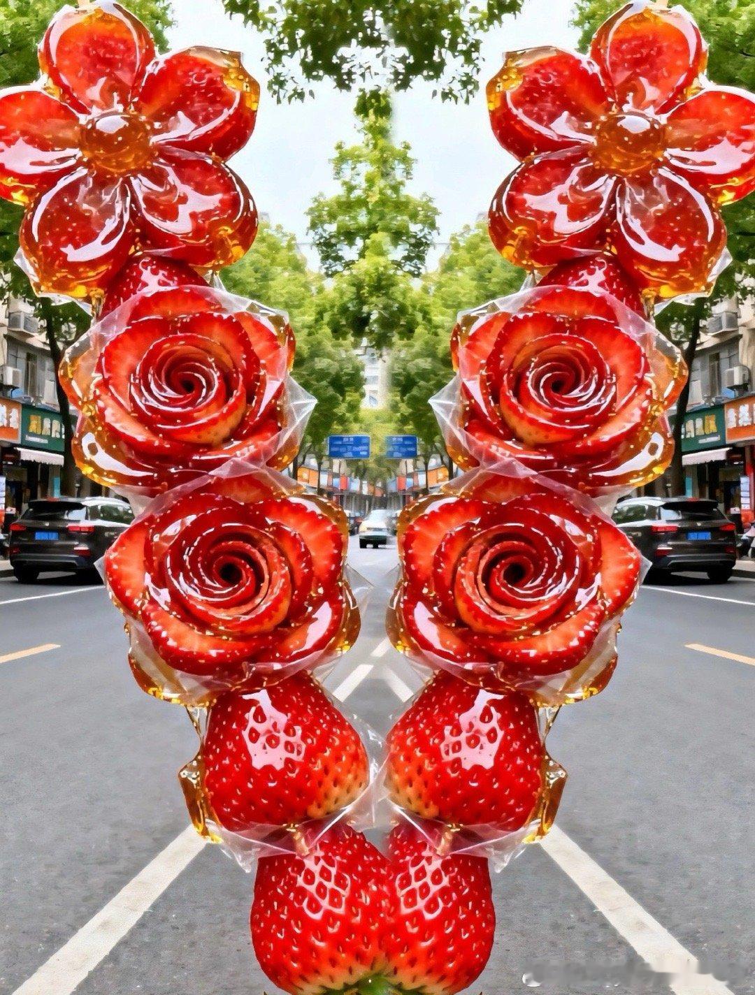 糖葫芦今年玩出新花样，秋天的第一根吃着暖胃又开心。秋天的第一根糖葫芦，今年糖葫芦