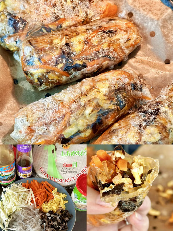 感谢越南春卷皮🙏留子也吃上了脆皮让肠😋