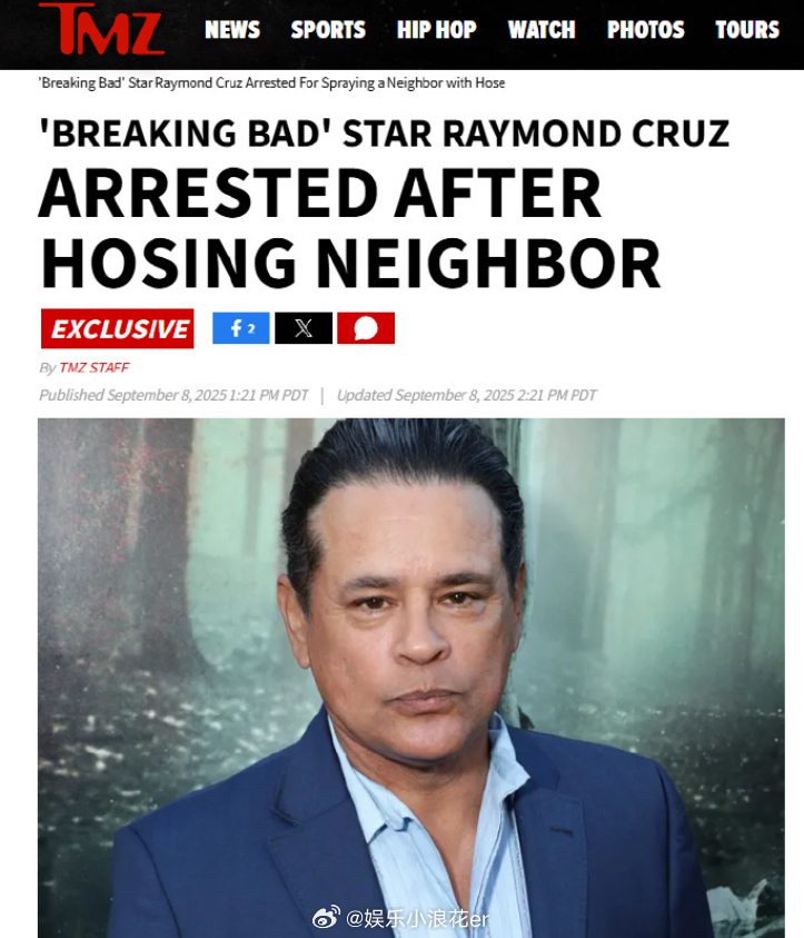 绝命毒师演员攻击儿童被捕 据TMZ，《绝命毒师》演员Raymond Cruz因用