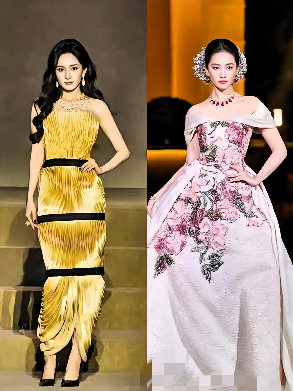 杨幂今晚估计得琢磨半宿，自己明明是VOGUE走秀的开场，

换两套造型抢足先机，
