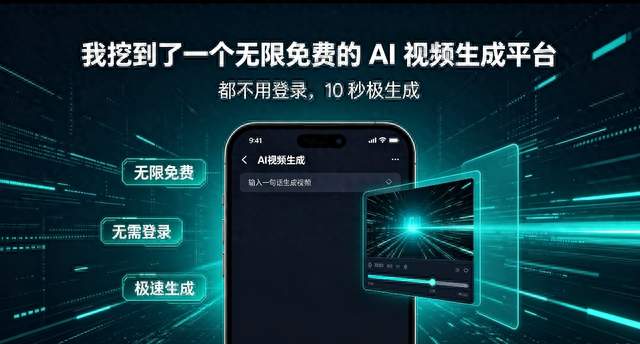 我挖到了一个无限免费的 AI 视频生成平台，不用登录，10 秒极生成