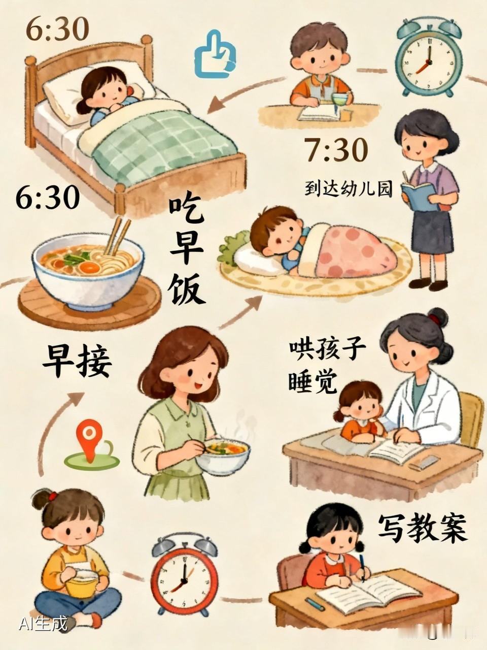 42岁私立幼儿园主班老师的一天，真的不敢偷懒😭
 
每天固定早上6:30准时起