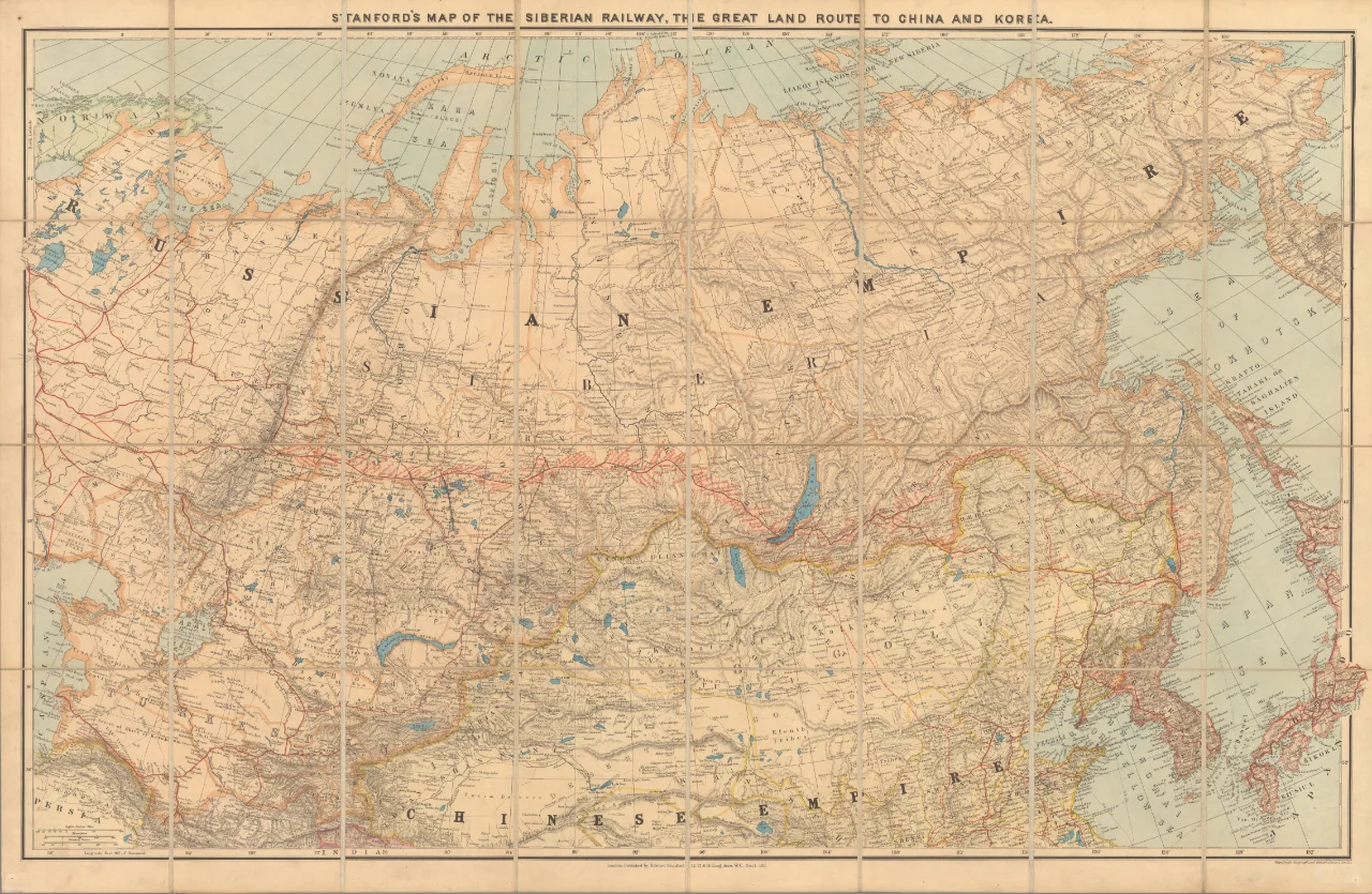 1910年西伯利亚铁路地图（从莫斯科到中国和朝鲜） 	 ﻿老地图﻿ ﻿...