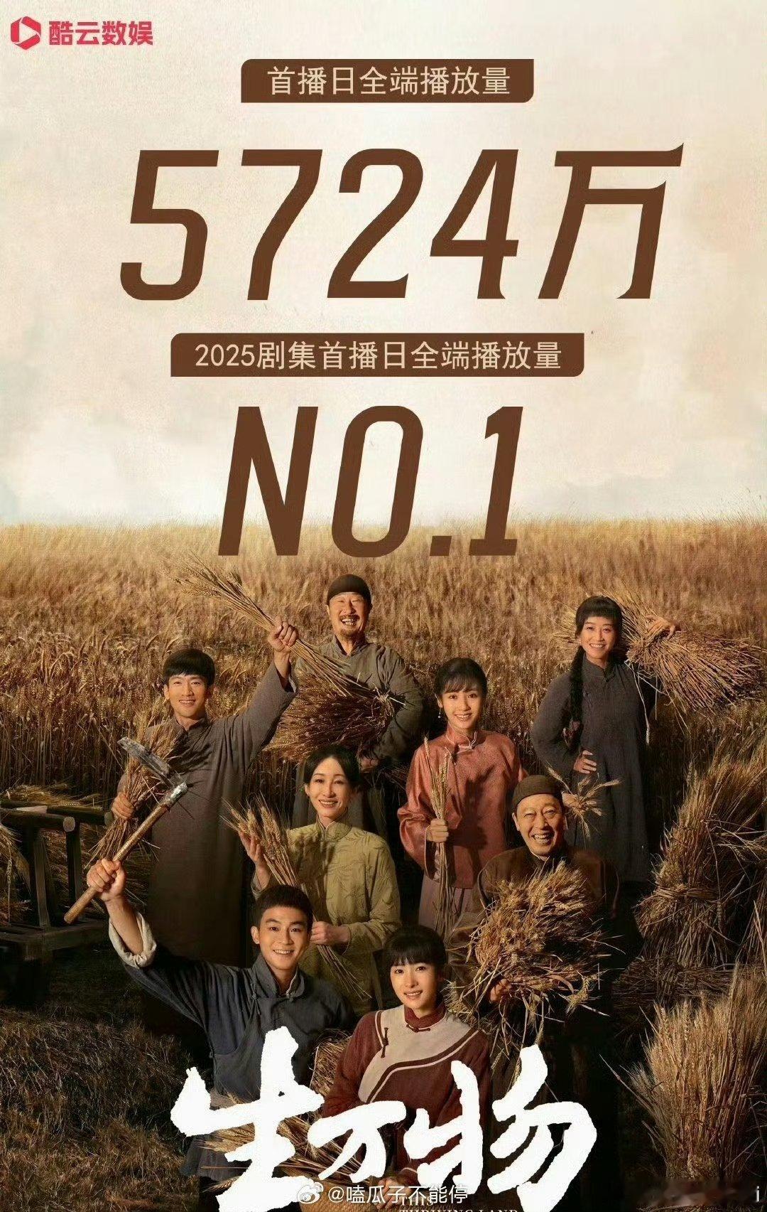 酷云发文恭喜杨幂《生万物》刷新了记录成为2025剧集首播日全端播放量第一 [go