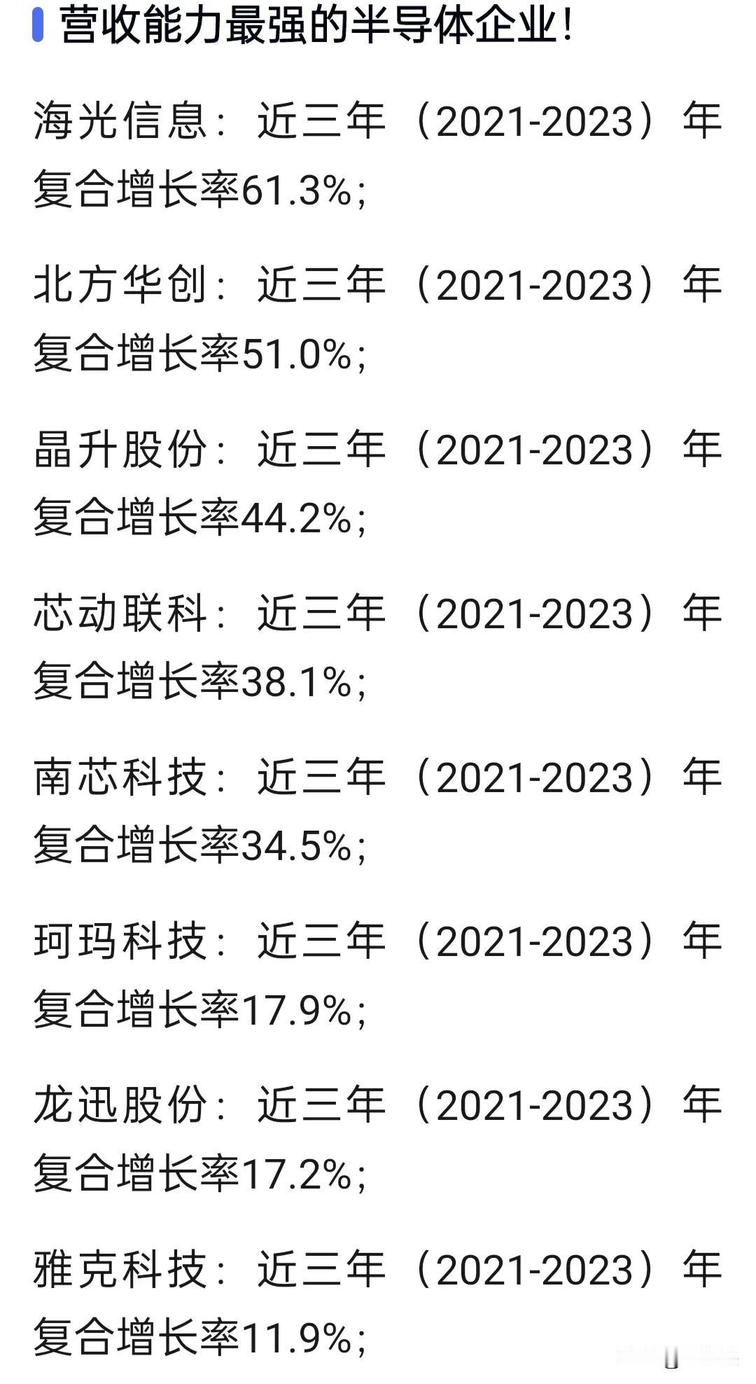 营收能力最强的半导体企业，仅供参考！