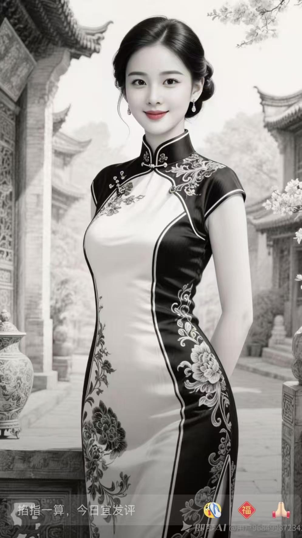 旗袍美人
翠袖轻摇韵自流，
身姿婉约画中游。
旗袍一袭香风动，
尽展东方绝代愁。