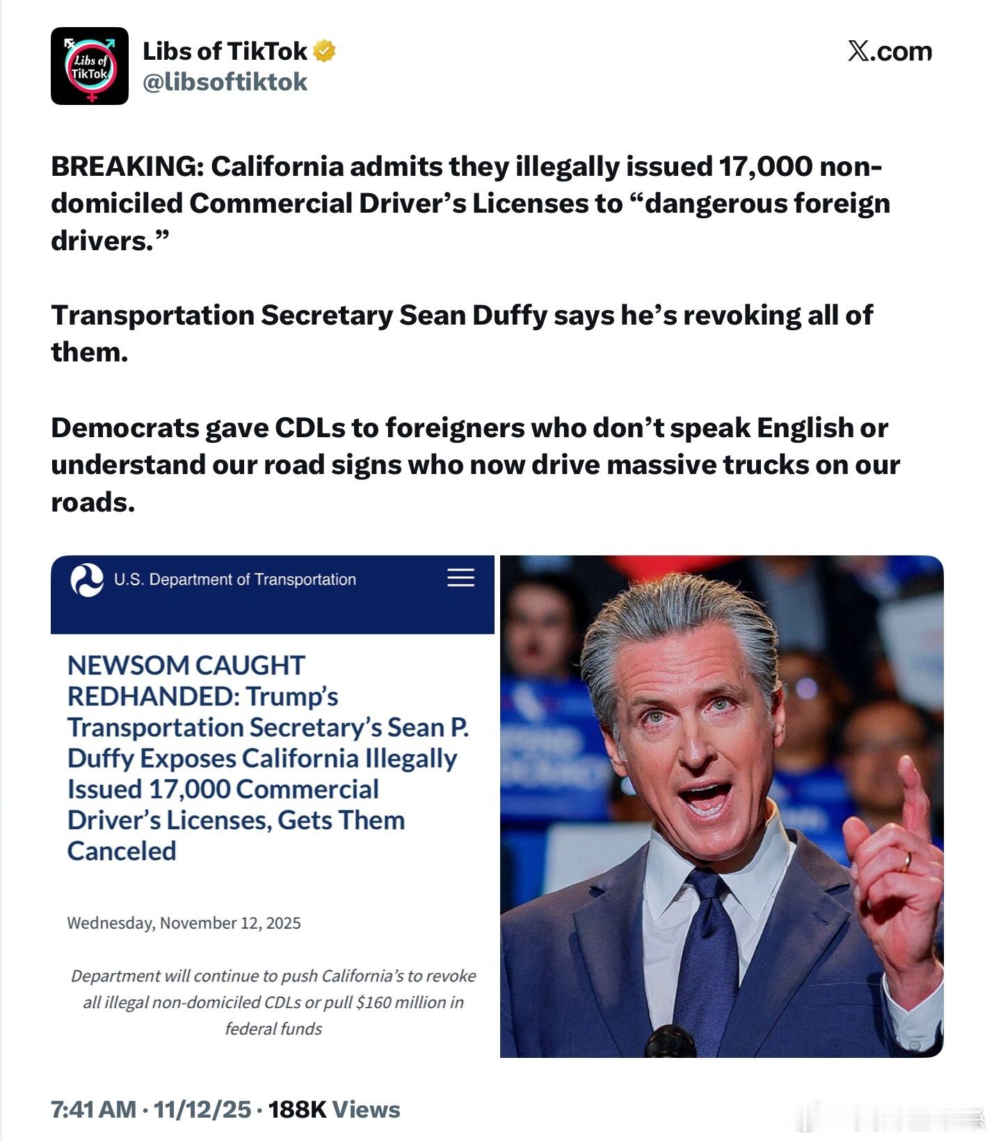 加州承認非法向17,000名「危險的外國司機」發放了非加州居民商業駕駛執照（CD