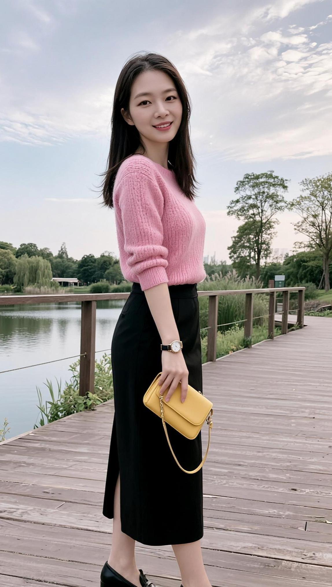 AI湖畔生活照 颜值少女写真清纯甜美女孩 高级感穿搭