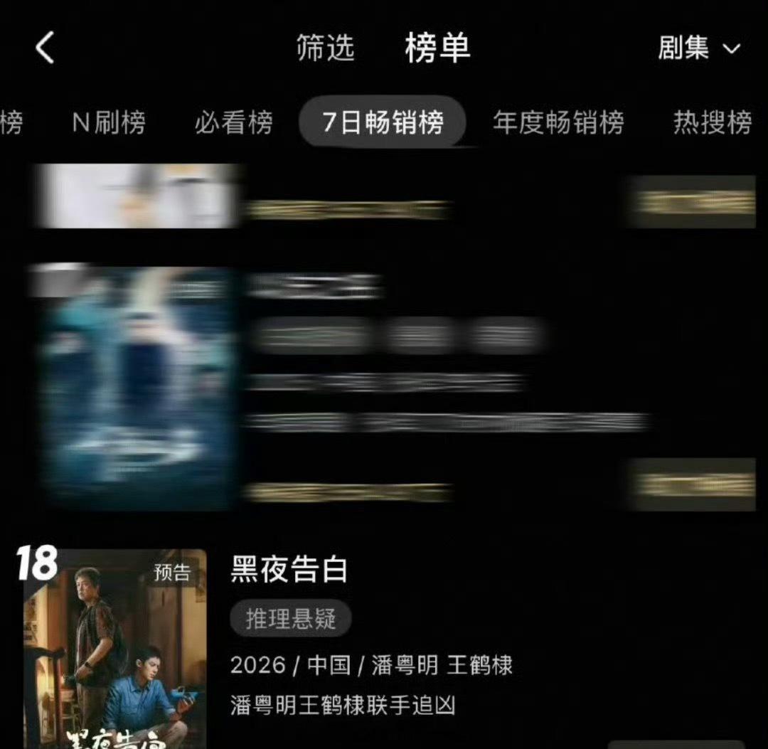 王鹤棣《黑夜告白》定档只靠一个预告就登上了优酷站内热搜榜第一，五小时就进了拉新周
