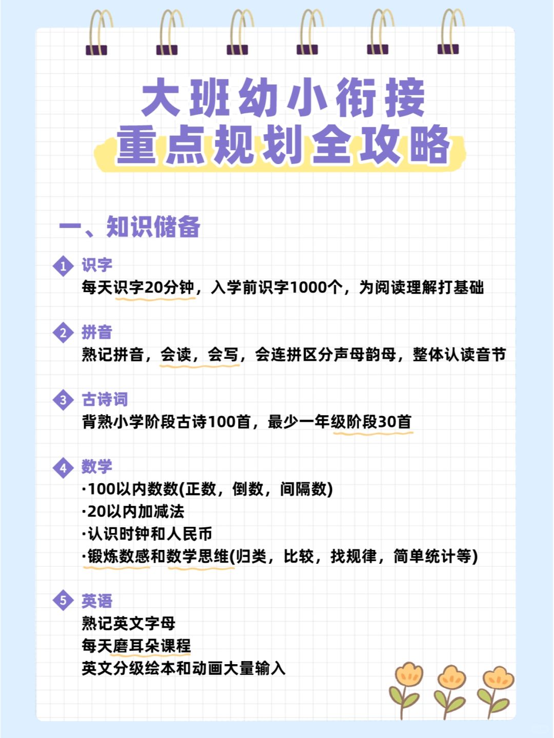幼小衔接学什么？幼儿园大班必看👀