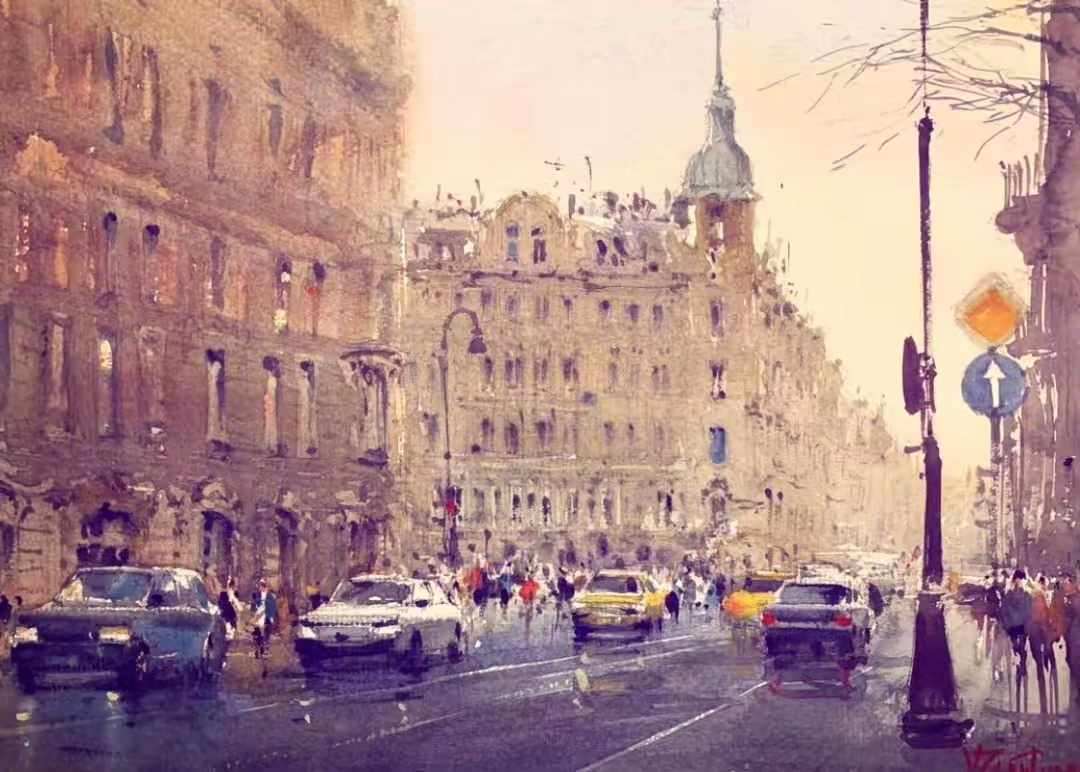 令人惊叹的水彩建筑街景画，俄罗斯画家Vladimirzarutsky作品欣赏遇见