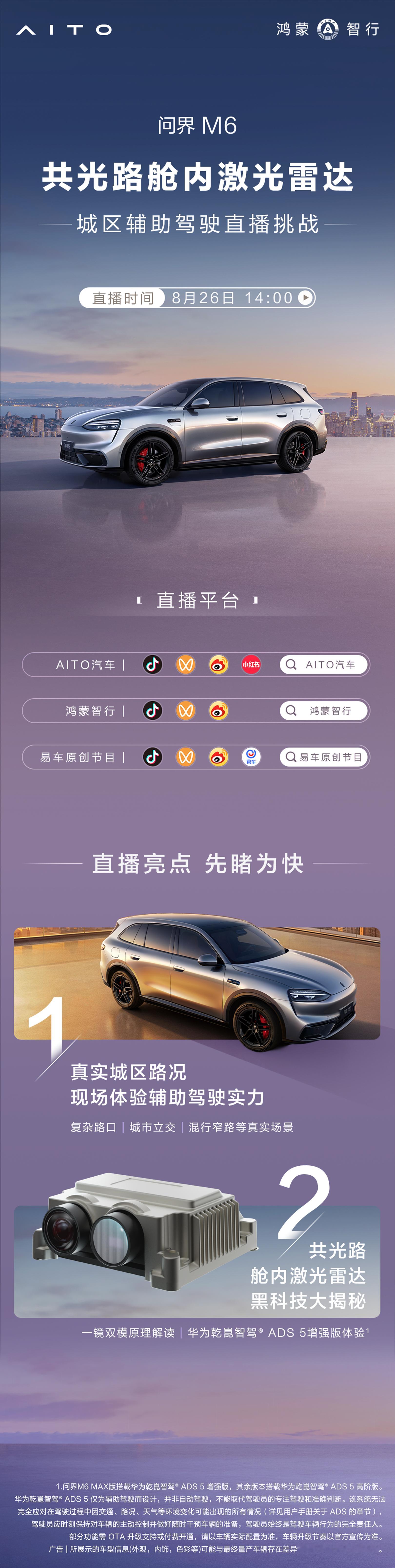 华为的舱内激光雷达，其实能力并不低高速NCA，城区NCA都没问题开通费用也便宜，