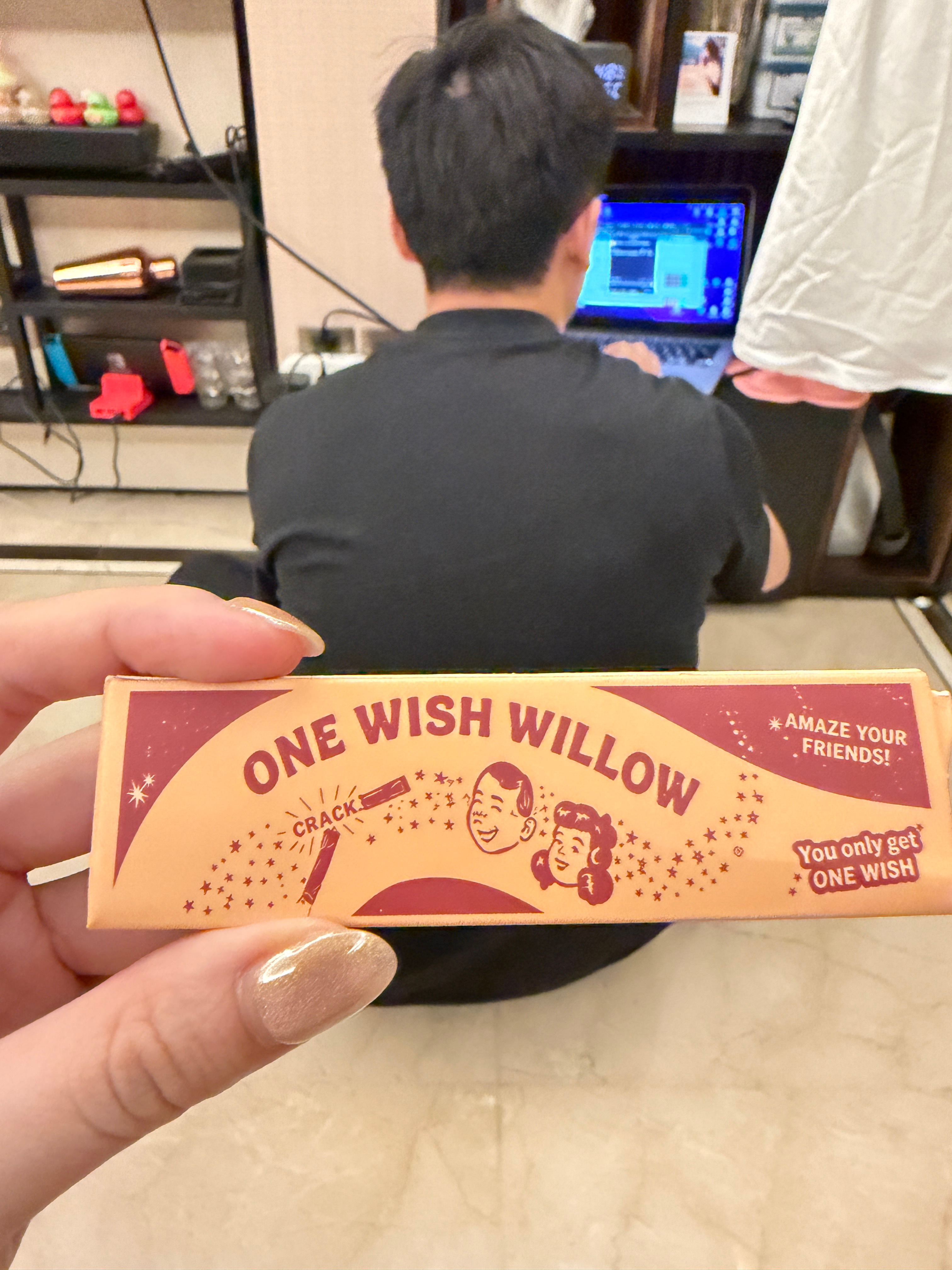 哈哈！One Wish Willow！真拿上的时候，倒慎重许愿了，开始平衡爱情和