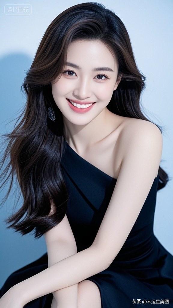 优雅黑裙，自信微笑，气质满分！😊✨