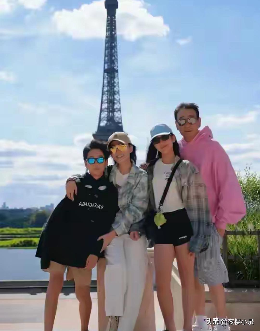 苗圃一家四口巴黎度假！富商老公正面出镜，相差19岁却毫无违和感✨