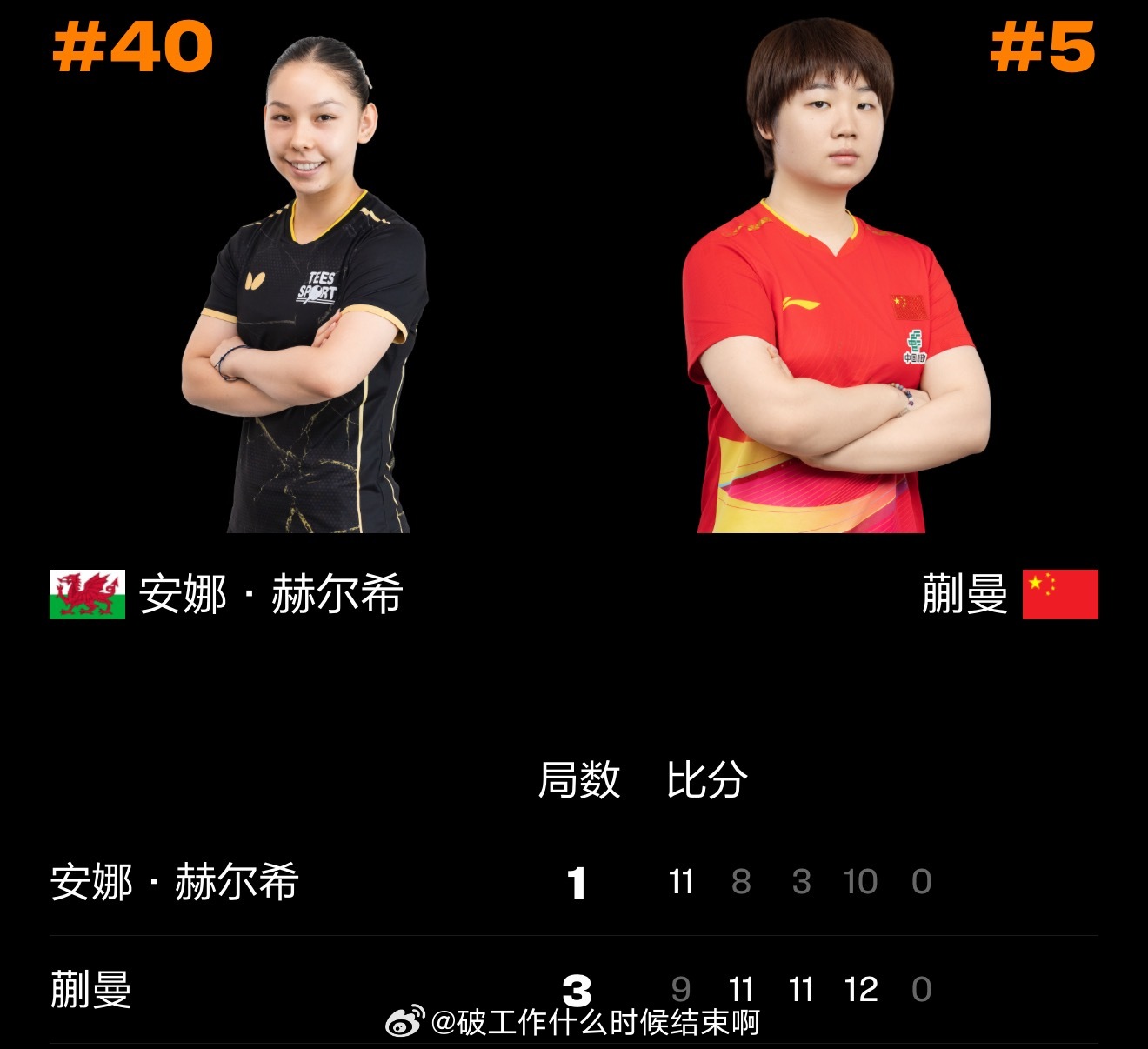 📢蒯曼3比1赫尔希📍『2026 WTT新加坡大满贯』女单1/16决赛🏓蒯曼