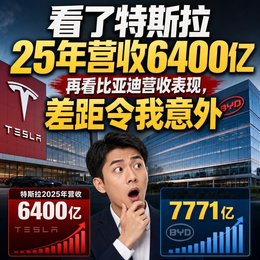 看了特斯拉25年营收6400亿，再看比亚迪营收表现，差距令我意外
很多人以为特斯