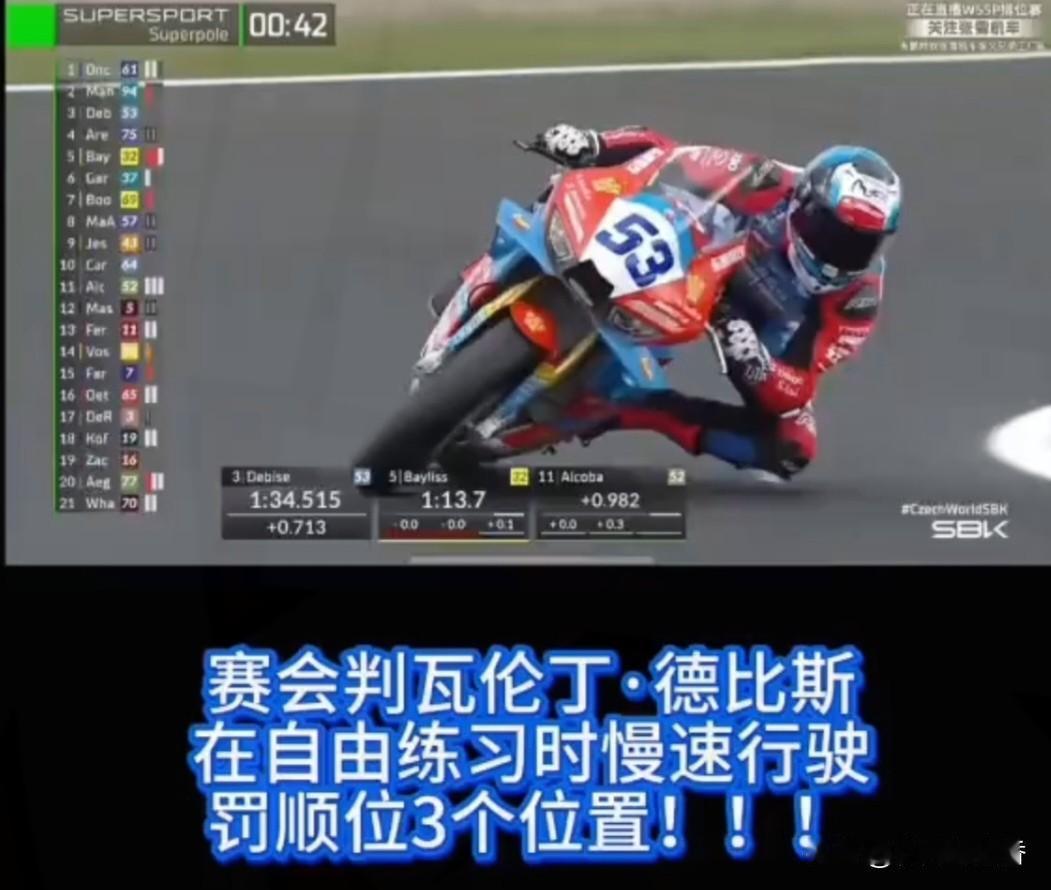突发！
捷克排位赛风云突变，
德比斯痛失前三，逆袭之路难了…
 
WSBK捷克莫