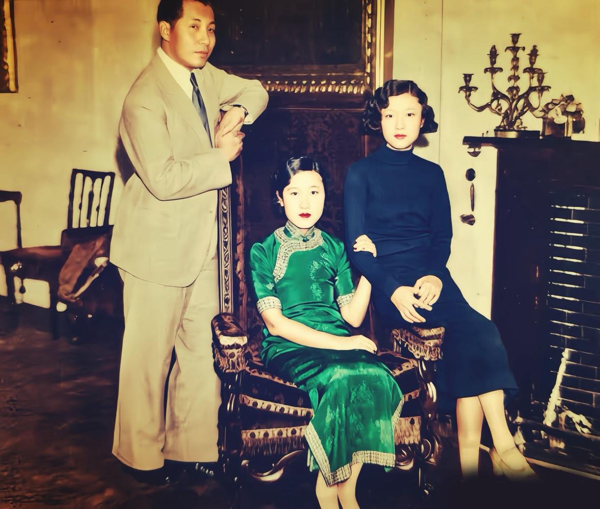 1933年的上海，少帅张学良与妻子、女儿的合影，这张照片里藏着少帅人生最后的安稳