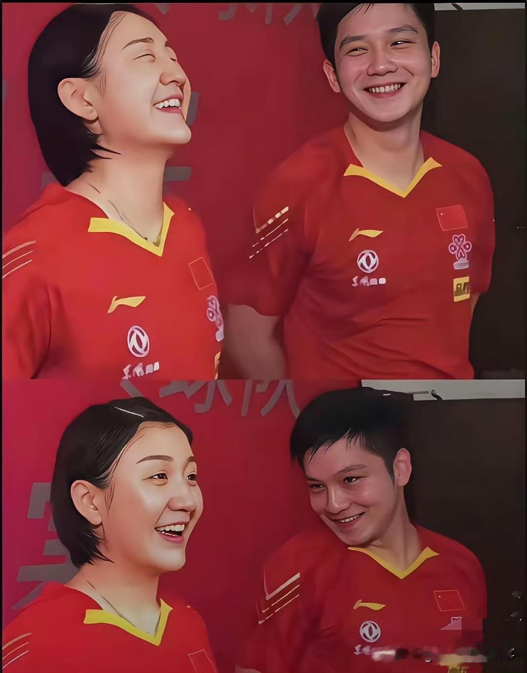 这组“胖梦组合”旧照太戳人：樊振东看陈梦时笑成“流氓兔”，眼尾弯出软乎乎的弧度，