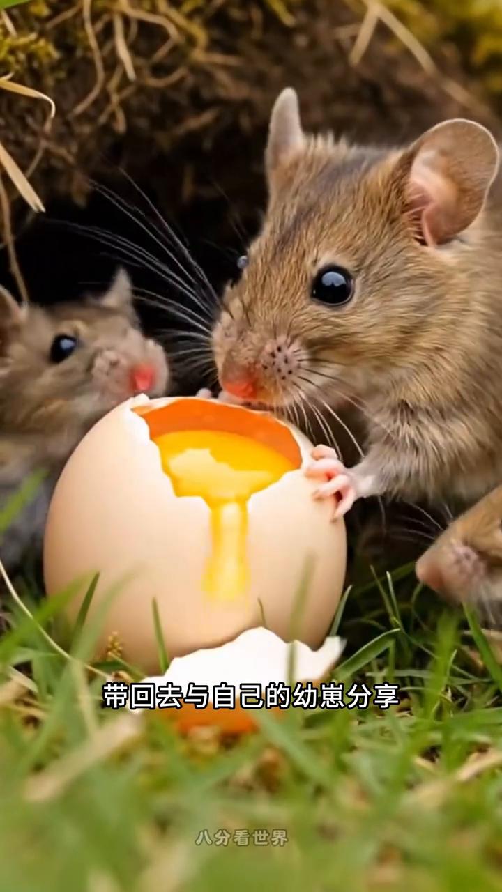 八分看世界。
老鼠悄悄来到巢穴，趁鸡妈妈离开的空档将其中一枚蛋偷偷叼走，随后将其