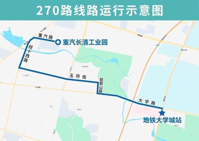 4月25日起，济南公交将在长清区开通试运行270路！为持续做好线网优化工作，加强