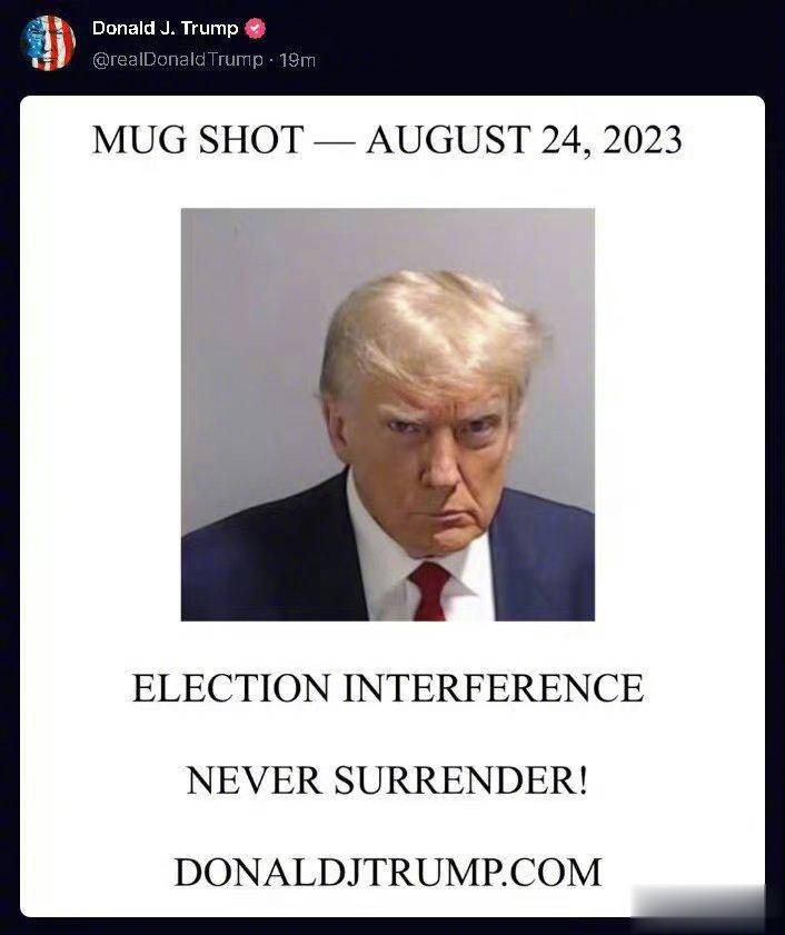 #特朗普大头照#网友说特朗普的监狱大头照，拍得像朱元璋画像[允悲] ​​​