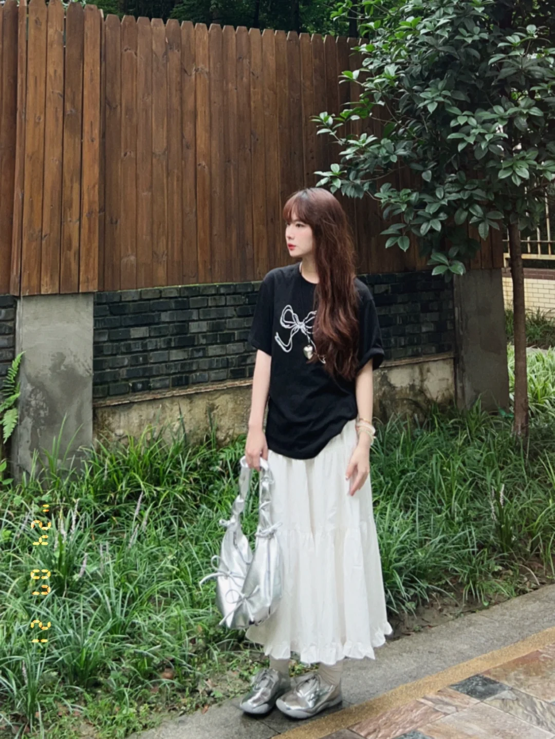 ootd·黑白搭银色好好看🎀不显胯的蛋糕裙~