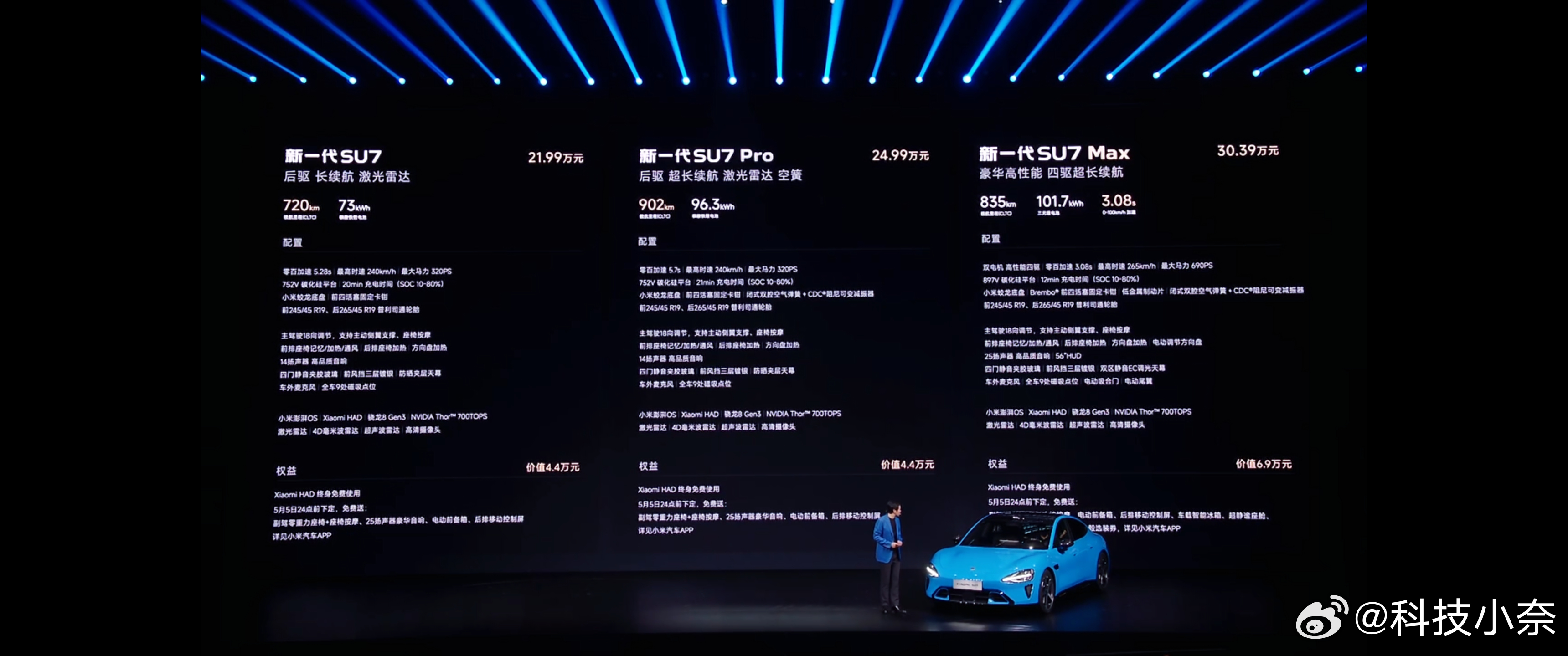 新一代SU7新一代SU7价格公布： 标准版：21.99万 Pro版：24.99万