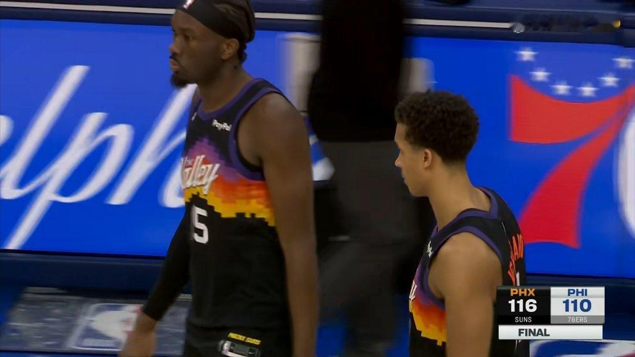 太阳客场116-110战胜76人，排名反超湖人升至西部第6！布克27分，杰伦-格