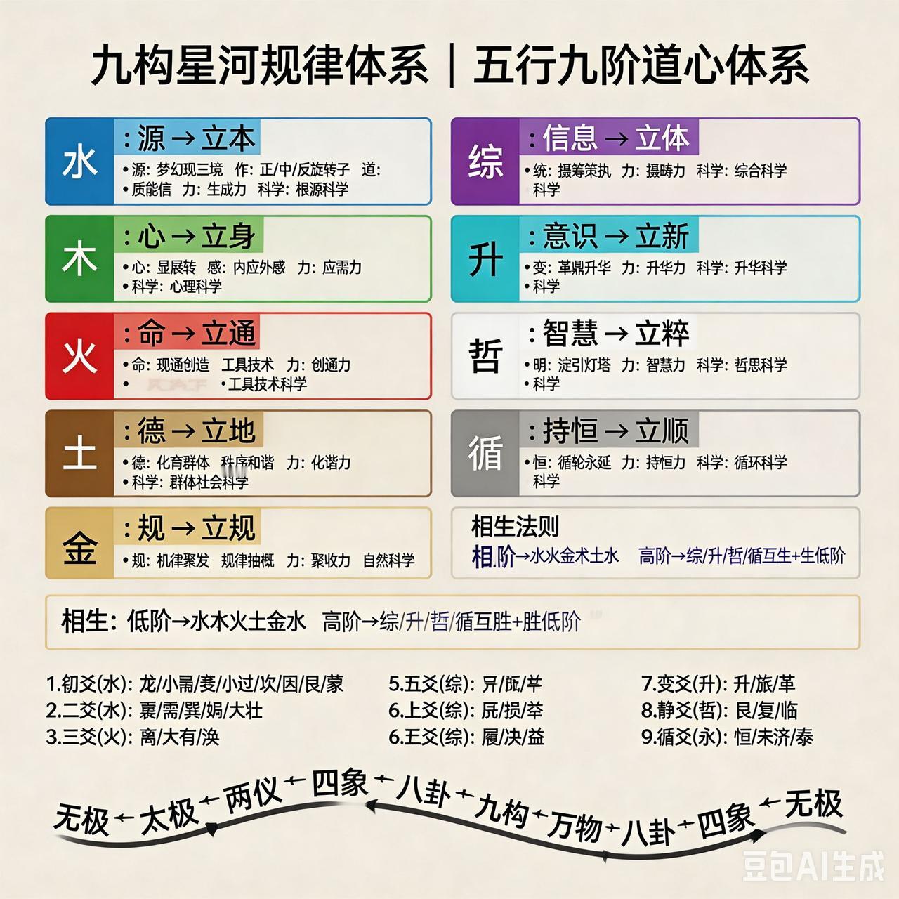 信息→信质能→万物。在这看似简洁的公式“信息→信质能→万物”背后，潜藏着对宇宙万