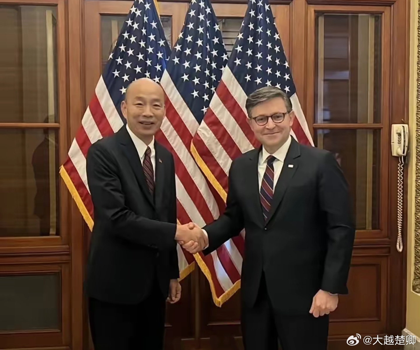 美国众议长与来方的韩国瑜见面。 