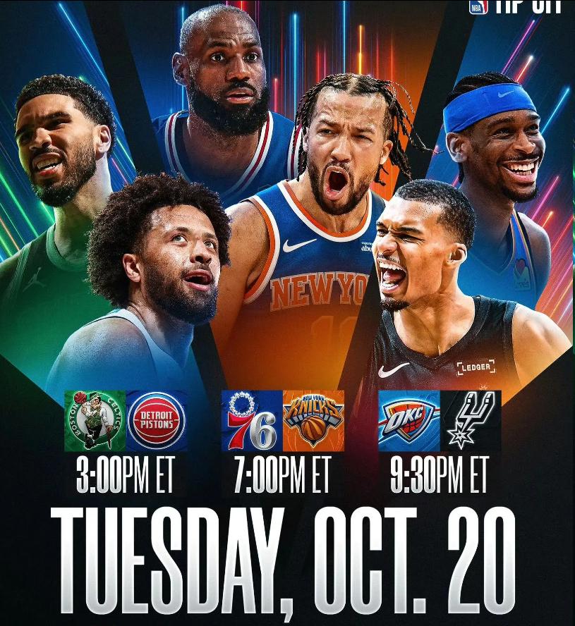 球迷期盼已久的NBA揭幕战终于公布！！
随着詹姆斯的离队，湖人并没有出现在揭幕战