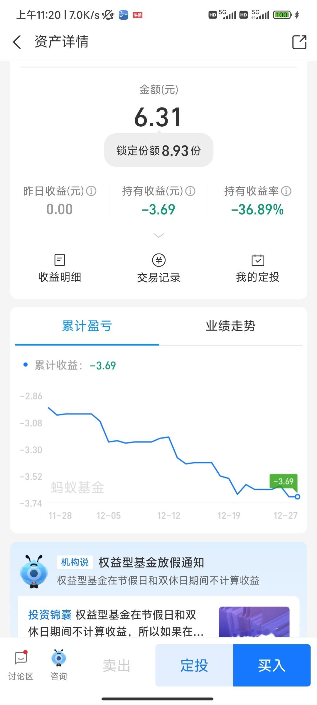 今年3月份被某基金平台引流推荐了一个一年锁定期的券商资管，为了领奖励买了10块钱