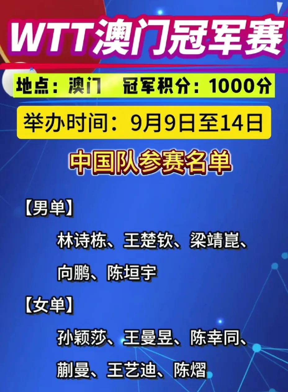 横滨冠军赛刚刚开始，
澳门冠军赛的名单就出来了。

运动员太辛苦了，
一站一站的
