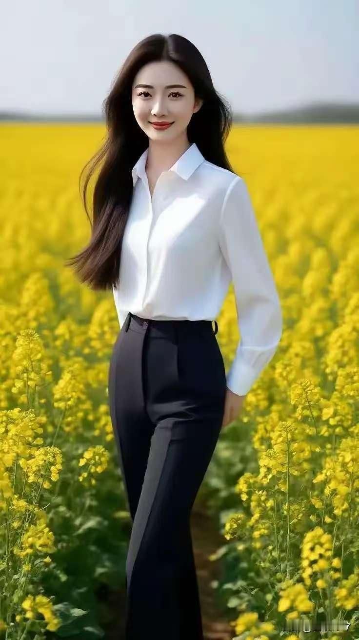 塞鸿秋·花田雅韵
白衫黑裤花田闹，
蝶飞蜂戏香风绕。
娇姿倩影芳丛照，
沉醉佳景