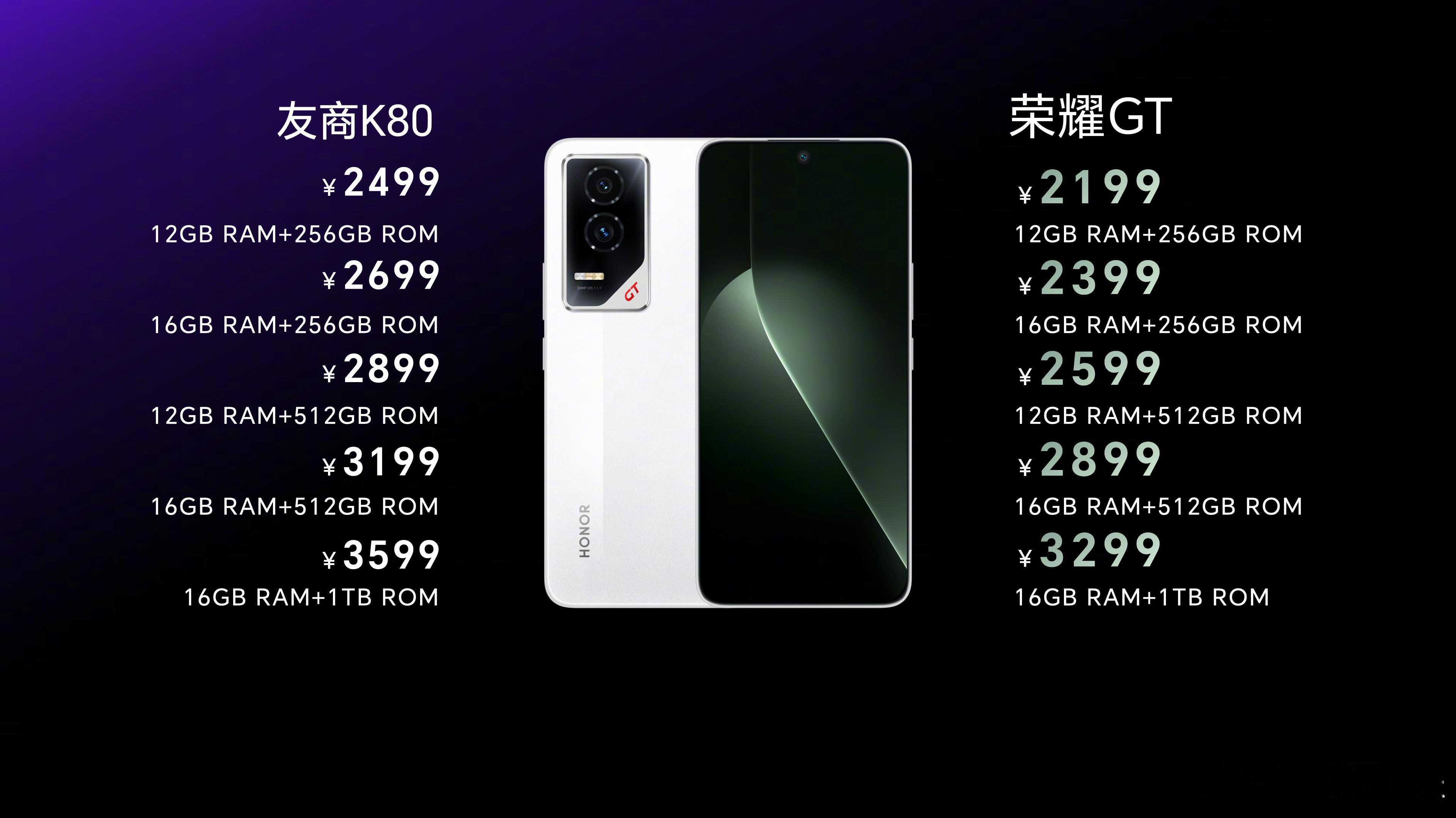 荣耀GT价格来了：12+256GB 售价 2199 元16+256GB 售价 2