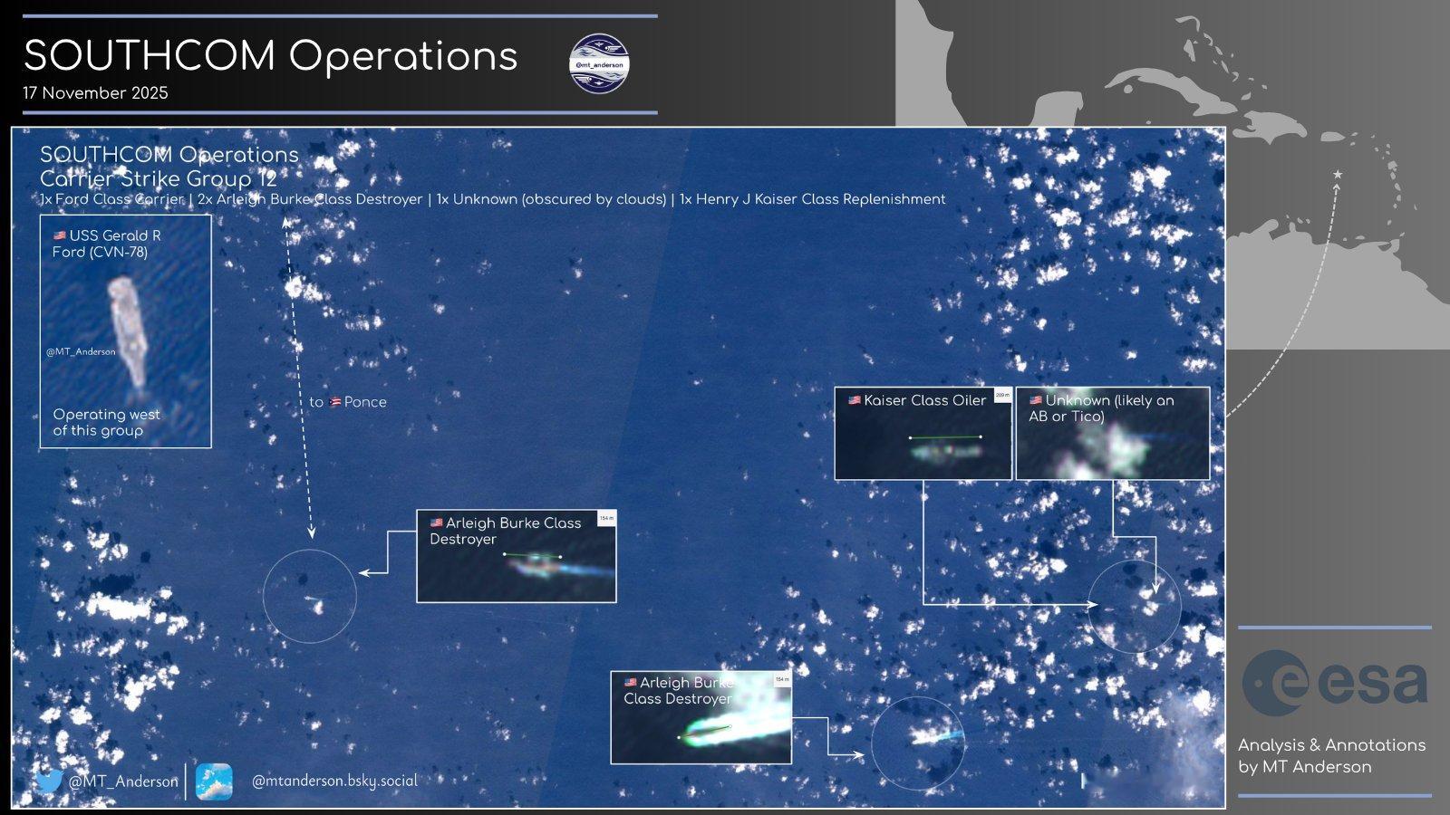 福特号疑似在加勒比海进行海上补给大的要来了？ 