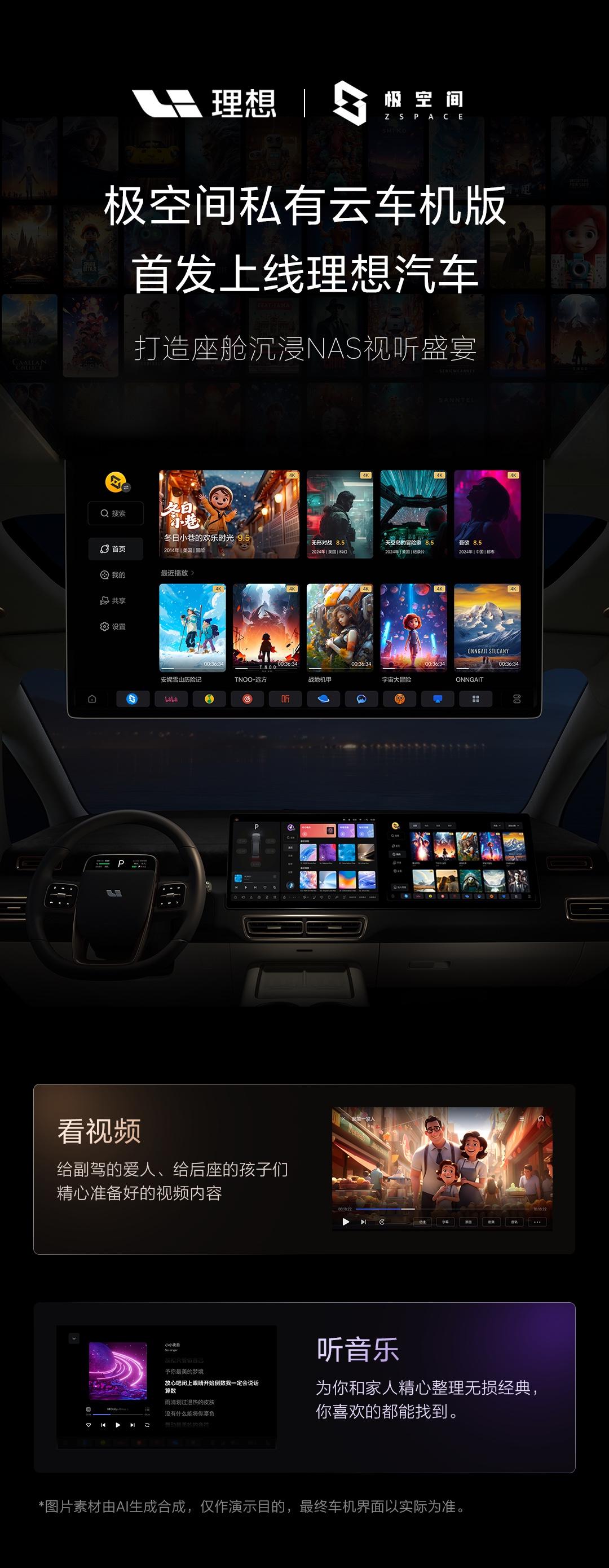 ✖️ 理想汽车 深度融合
首创NAS行业车载新体验
独家打造座舱里的“移动影音库