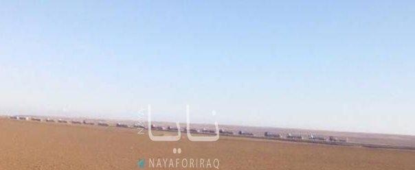 一支美国领导的“国际联军”车队离开叙利亚东北部哈塞克省的卡斯拉克基地，车队向伊拉