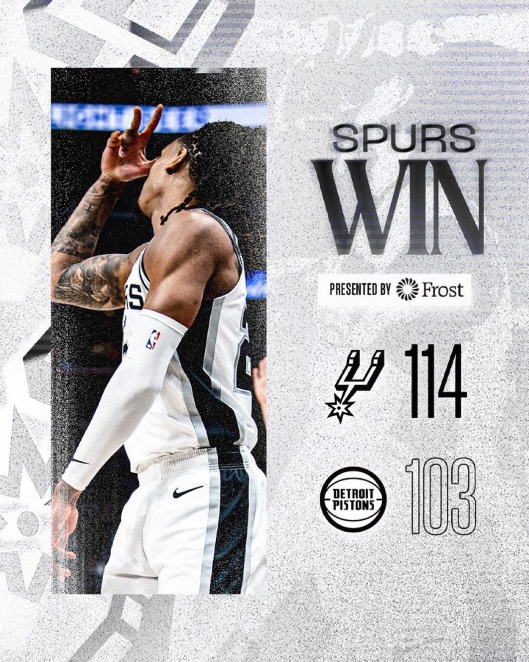 2月24日NBA常规赛战报（3场）：

马刺114-103活塞
国王-灰熊
爵士