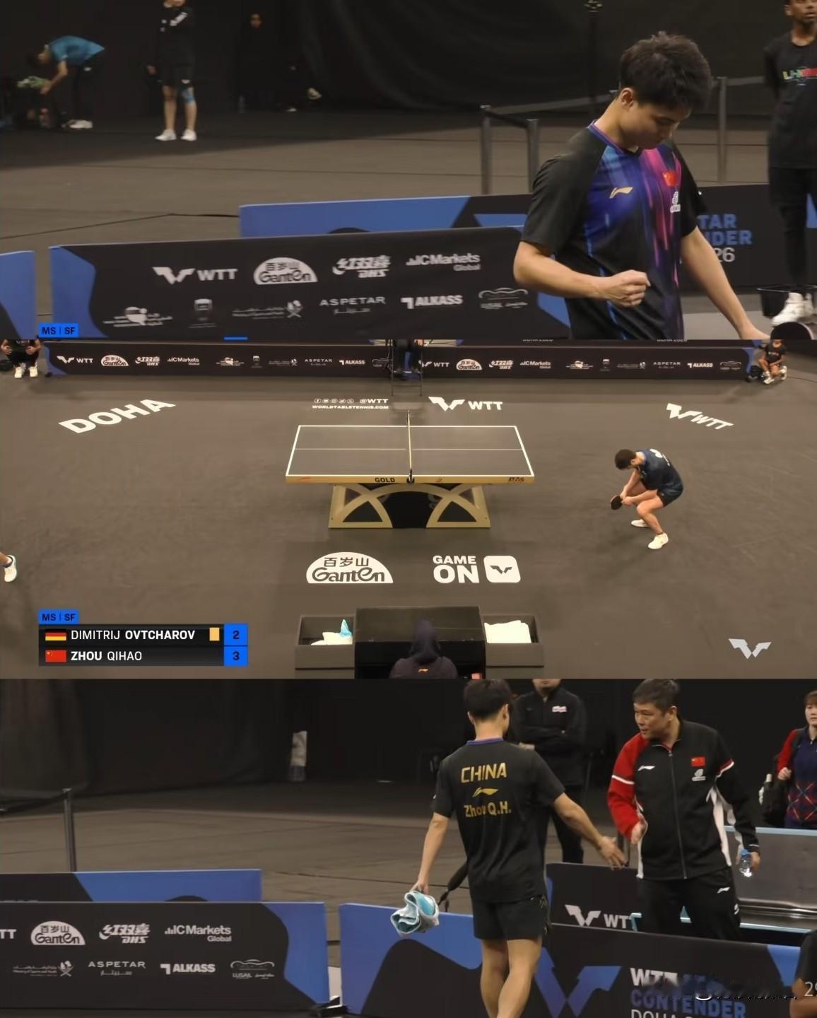 队医:志强挺住，我做你坚强的后盾。
只要志强坐在那，徒弟们是不打到决胜局不罢休啊