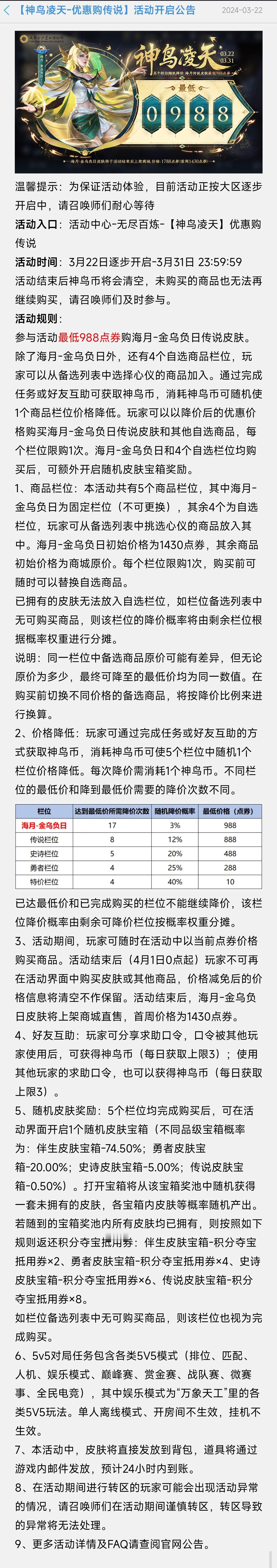 #王者荣耀# 海月皮肤活动逐区开启中[doge]活动详情如下～这次除了海月新皮肤